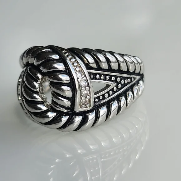 Premier Designs "Bound Together" faux rhodium plated unisex ring size 11.5 nwot - Picture 4 of 12